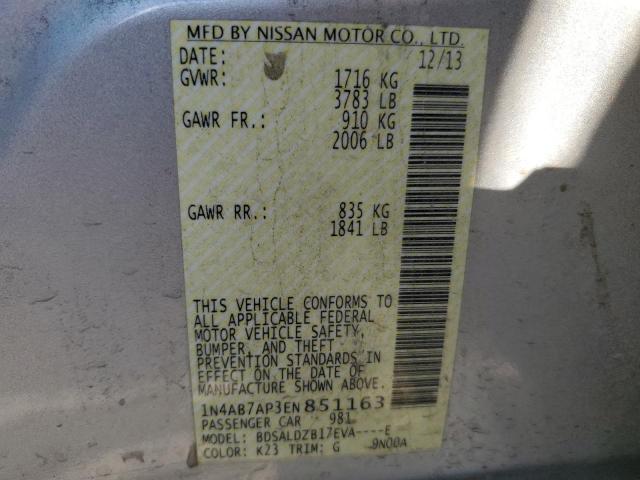 Photo 10 from auction – 2014 NISSAN SENTRA S with VIN 1N4AB7AP3EN851163