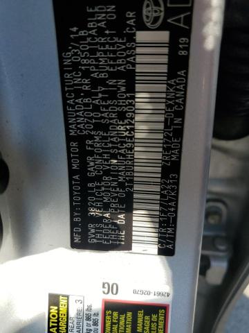 Photo 10 from auction – 2014 TOYOTA COROLLA L with VIN 2T1BURHE9EC129031