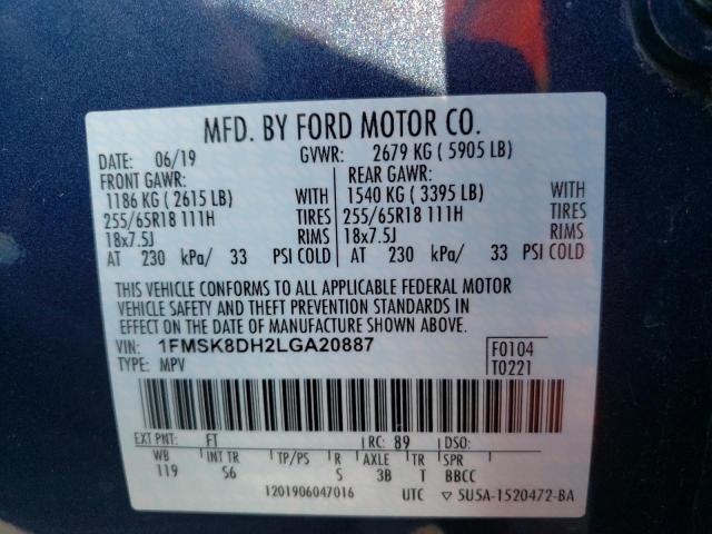 Photo 10 from auction – 2020 FORD EXPLORER X with VIN 1FMSK8DH2LGA20887