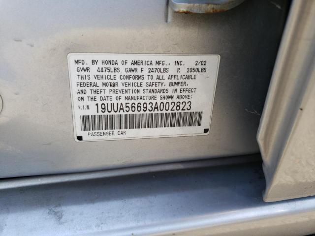 Photo 10 from auction – 2003 ACURA 3.2TL with VIN 19UUA56693A002823