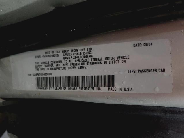 Photo 10 from auction – 2005 SUBARU LEGACY GT with VIN 4S3BP676954336697