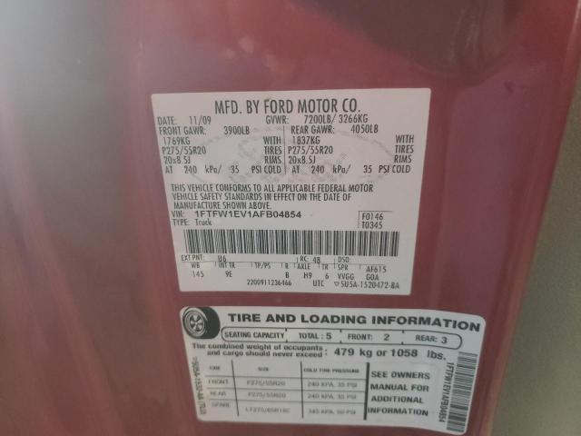 Photo 10 from auction – 2010 FORD F150 SUPER with VIN 1FTFW1EV1AFB04854