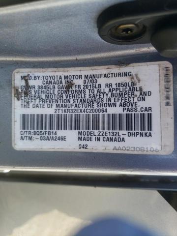 Photo 10 from auction – 2004 TOYOTA COROLLA MA with VIN 2T1KR32EX4C200064