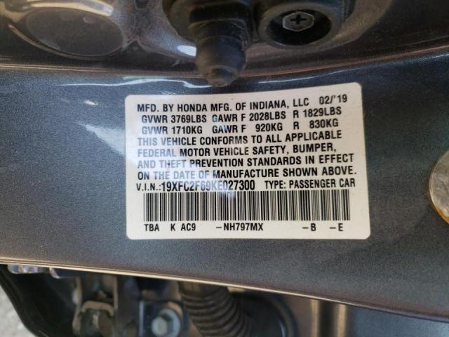 Photo 10 from auction – 2019 HONDA CIVIC LX with VIN 19XFC2F69KE027300