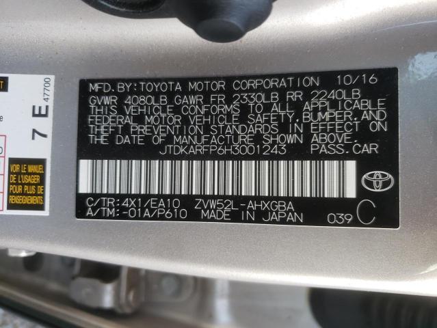 Photo 10 from auction – 2017 TOYOTA PRIUS PRIM with VIN JTDKARFP6H3001243