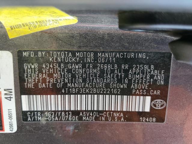 Photo 10 from auction – 2011 TOYOTA CAMRY BASE with VIN 4T1BF3EK2BU222162