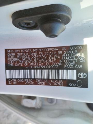 Photo 10 from auction – 2021 TOYOTA COROLLA LE with VIN JTDEAMDE5MJ010023