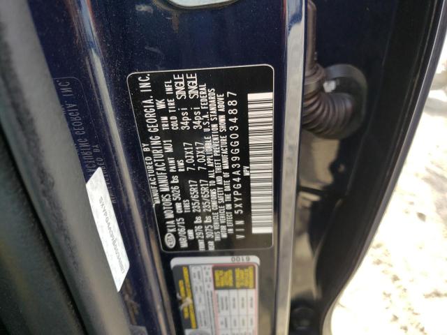 Photo 10 from auction – 2016 KIA SORENTO LX with VIN 5XYPG4A39GG034887