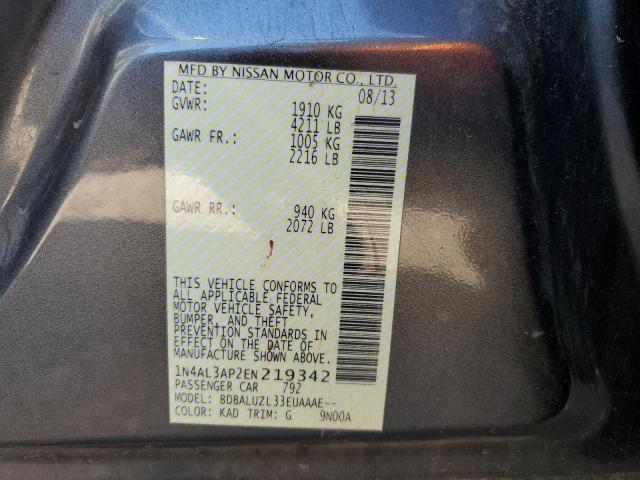 Photo 10 from auction – 2014 NISSAN ALTIMA 2.5 with VIN 1N4AL3AP2EN219342