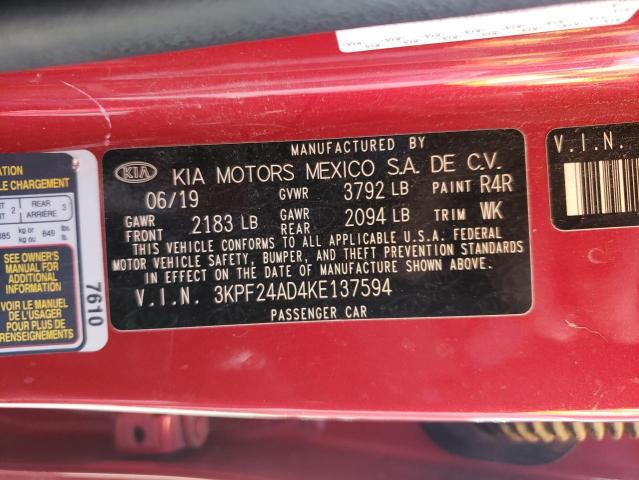 Photo 10 from auction – 2019 KIA FORTE FE with VIN 3KPF24AD4KE137594