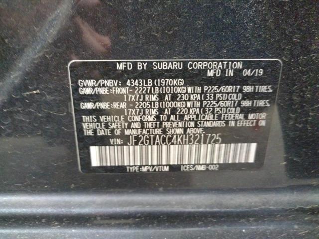 Photo 10 from auction – 2019 SUBARU CROSSTREK with VIN JF2GTACC4KH321725