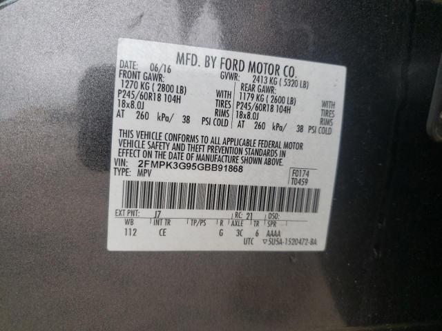Photo 10 from auction – 2016 FORD EDGE SE with VIN 2FMPK3G95GBB91868