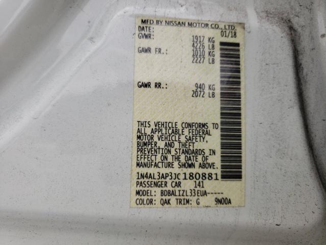 Photo 10 from auction – 2018 NISSAN ALTIMA 2.5 with VIN 1N4AL3AP3JC180881