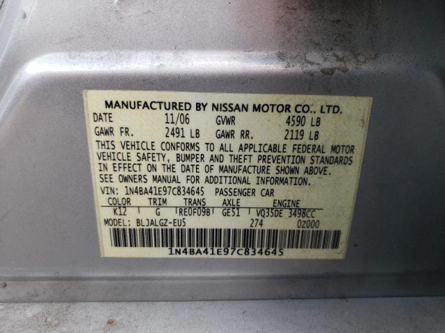 Photo 10 from auction – 2007 NISSAN MAXIMA SE with VIN 1N4BA41E97C834645