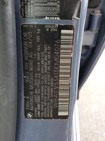 Photo 10 from auction – 2003 BMW 330 I with VIN WBAEV53413KM04076
