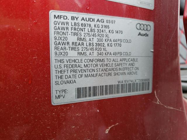 Photo 10 from auction – 2007 AUDI Q7 4.2 QUA with VIN WA1EV74LX7D089805