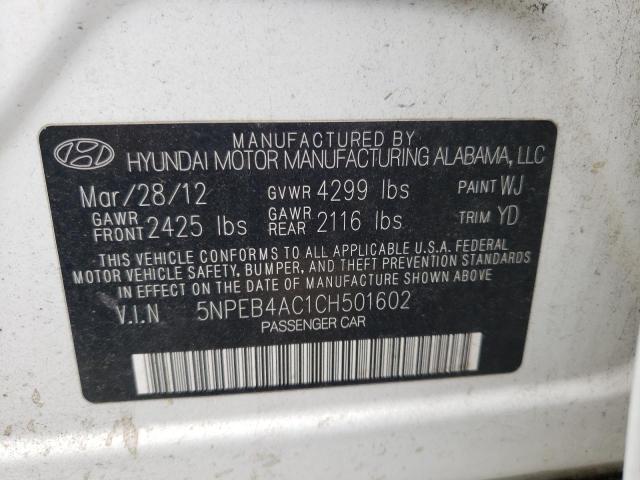 Photo 10 from auction – 2012 HYUNDAI SONATA GLS with VIN 5NPEB4AC1CH501602