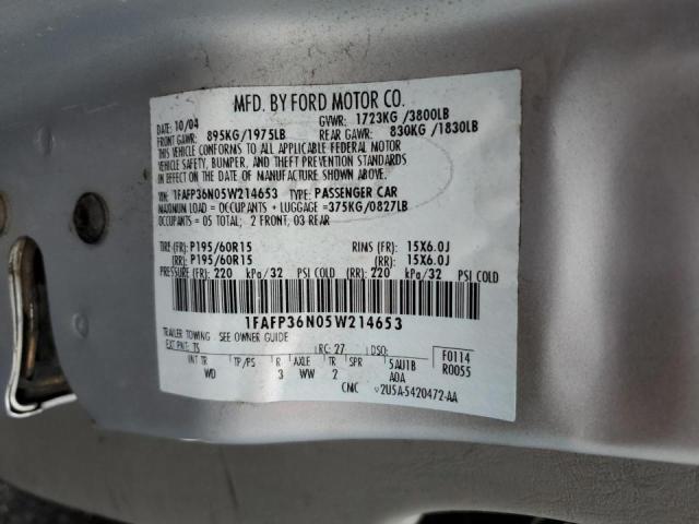 Photo 10 from auction – 2005 FORD FOCUS ZXW with VIN 1FAFP36N05W214653