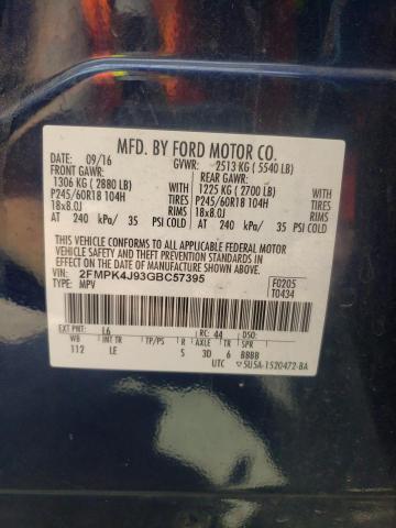 Photo 10 from auction – 2016 FORD EDGE SEL with VIN 2FMPK4J93GBC57395