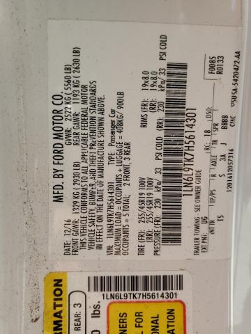 Photo 10 from auction – 2017 LINCOLN CONTINENTA with VIN 1LN6L9TK7H5614301