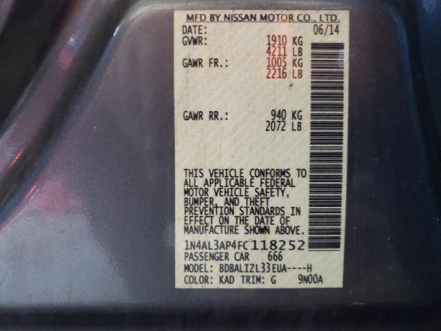Photo 10 from auction – 2015 NISSAN ALTIMA 2.5 with VIN 1N4AL3AP4FC118252