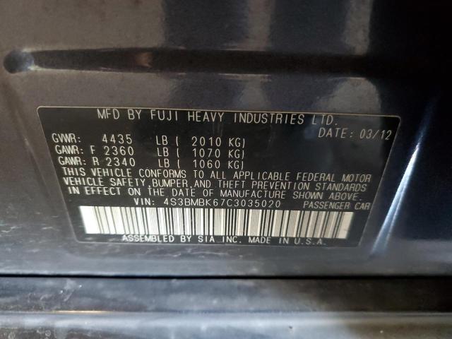 Photo 10 from auction – 2012 SUBARU LEGACY 2.5 with VIN 4S3BMBK67C3035020