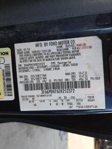 Photo 10 from auction – 2014 FORD FUSION SE with VIN 3FA6P0H76ER252372