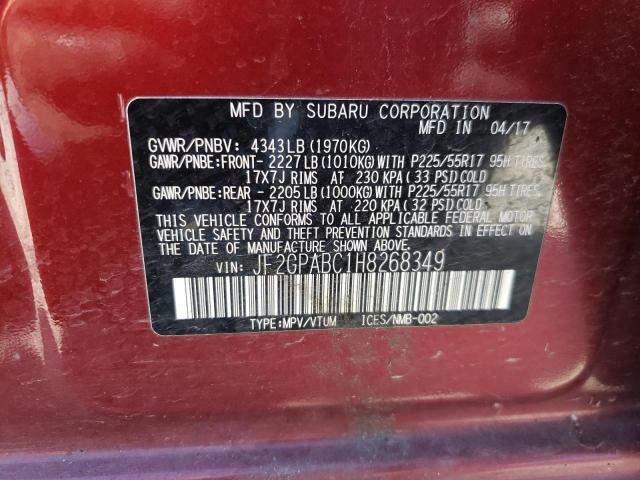 Photo 10 from auction – 2017 SUBARU CROSSTREK with VIN JF2GPABC1H8268349