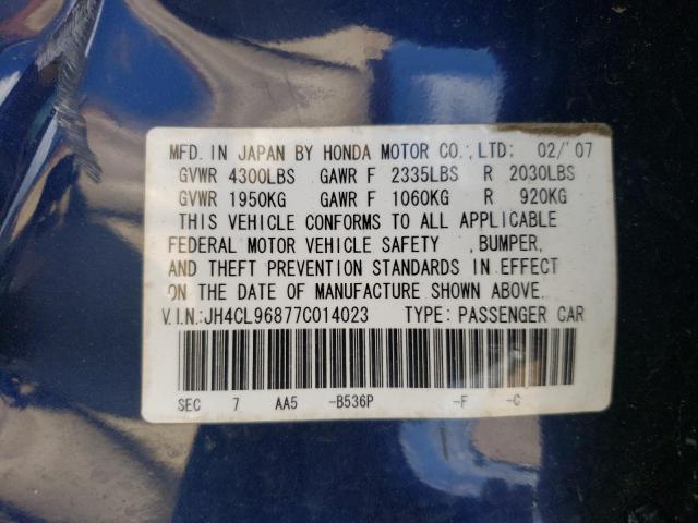 Photo 10 from auction – 2007 ACURA TSX with VIN JH4CL96877C014023