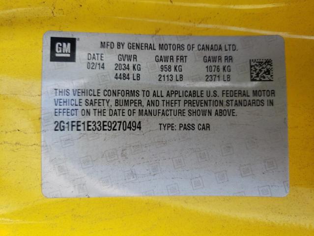 Photo 10 from auction – 2014 CHEVROLET CAMARO LS with VIN 2G1FE1E33E9270494