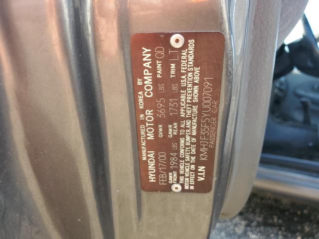 Photo 10 from auction – 2000 HYUNDAI ELANTRA GL with VIN KMHJF35F5YU007091