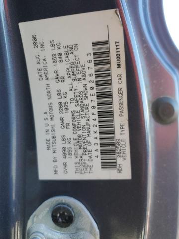 Photo 10 from auction – 2007 MITSUBISHI ECLIPSE GS with VIN 4A3AK24F07E026763