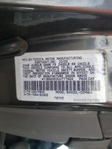 Photo 10 from auction – 2001 TOYOTA CAMRY CE with VIN 4T1BG22K91U777622