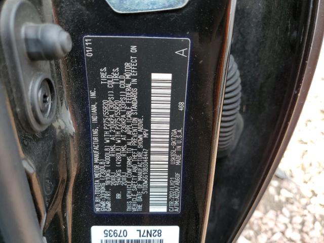 Photo 10 from auction – 2011 TOYOTA SEQUOIA PL with VIN 5TDDW5G10BS048447