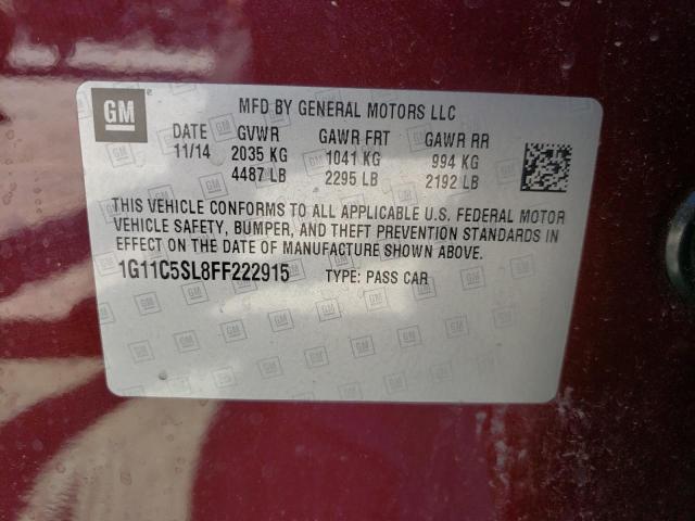 Photo 10 from auction – 2015 CHEVROLET MALIBU 1LT with VIN 1G11C5SL8FF222915