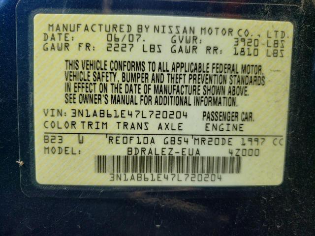Photo 10 from auction – 2007 NISSAN SENTRA 2.0 with VIN 3N1AB61E47L720204