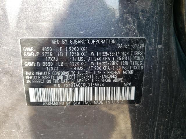 Photo 10 from auction – 2020 SUBARU OUTBACK PR with VIN 4S4BTACC6L3165674