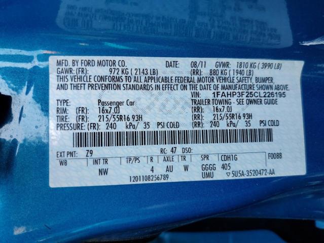 Photo 10 from auction – 2012 FORD FOCUS SE with VIN 1FAHP3F25CL226195