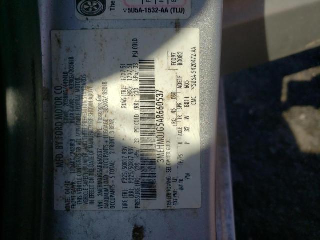 Photo 10 from auction – 2010 MERCURY MILAN PREM with VIN 3MEHM0JG5AR660537