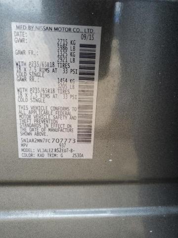 Photo 10 from auction – 2015 NISSAN PATHFINDER with VIN 5N1AR2MN7FC707773