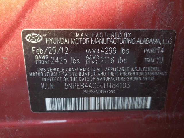 Photo 10 from auction – 2012 HYUNDAI SONATA GLS with VIN 5NPEB4AC6CH484103