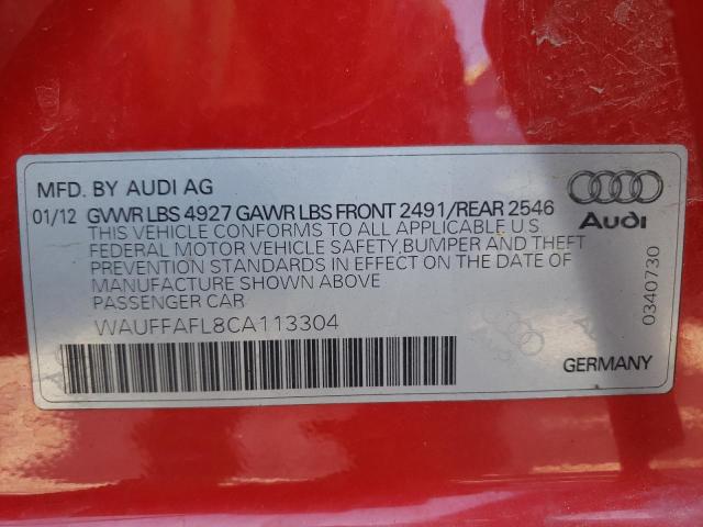 Photo 10 from auction – 2012 AUDI A4 PREMIUM with VIN WAUFFAFL8CA113304
