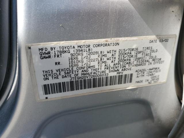 Photo 10 from auction – 2002 TOYOTA RAV4 with VIN JTEGH20V726006033