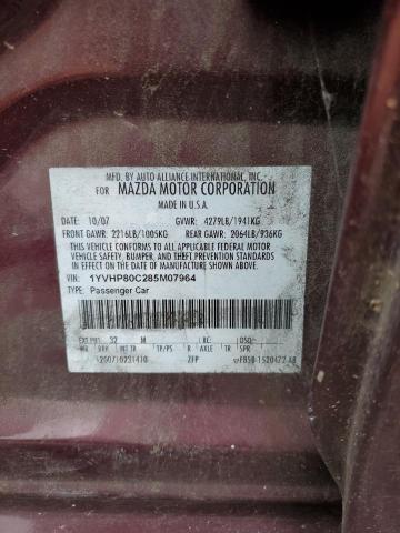 Photo 10 from auction – 2008 MAZDA 6 I with VIN 1YVHP80C285M07964