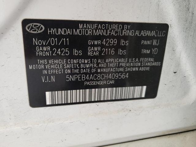 صورة رقم 10 من المزاد - 2012 HYUNDAI SONATA GLS مع VIN 5NPEB4AC8CH409564