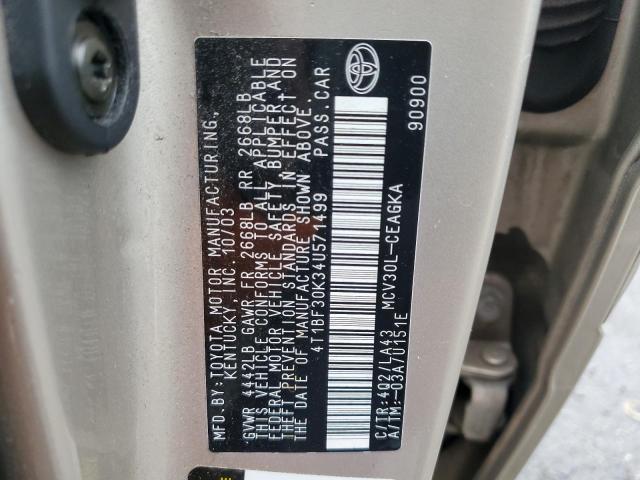 Photo 10 from auction – 2004 TOYOTA CAMRY LE with VIN 4T1BF30K34U571499