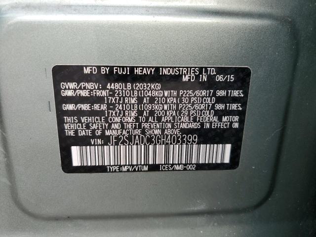 Photo 10 from auction – 2016 SUBARU FORESTER 2 with VIN JF2SJADC3GH403399