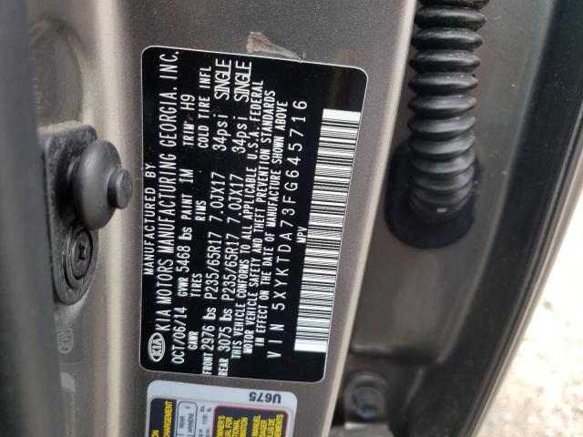 Photo 10 from auction – 2015 KIA SORENTO LX with VIN 5XYKTDA73FG645716