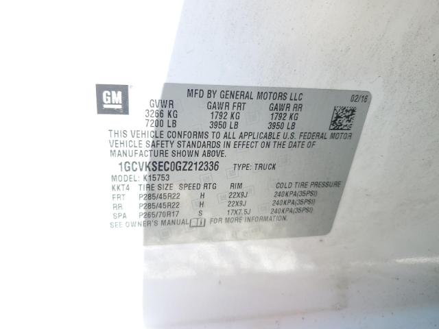 Photo 10 from auction – 2016 CHEVROLET SILVERADO with VIN 1GCVKSEC0GZ212336