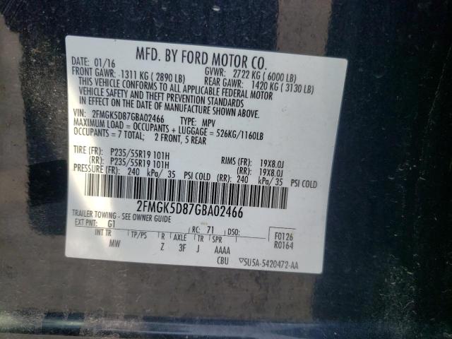 Photo 10 from auction – 2016 FORD FLEX LIMIT with VIN 2FMGK5D87GBA02466